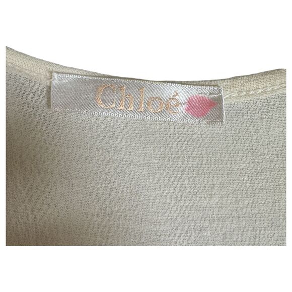 Chloe Vintage 1990s Silk Blend Cream Sleeveless Blouse Size XS - Picture 4 of 5